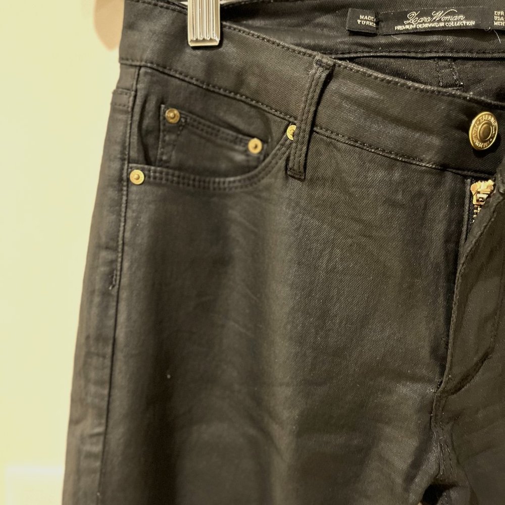 Leara Woman - Faux Leather Slim Fit Denim Pants
